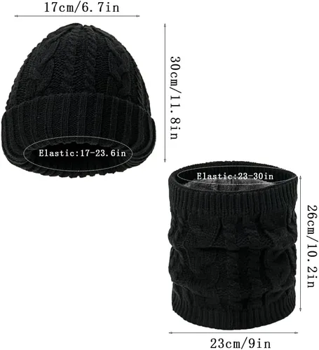 Vista 4 de Bufanda y sombrero infinito para invierno, calentador de cuello de doble capa, forro polar, bufandas circulares