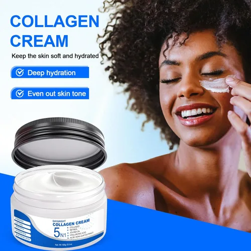 Vista 4 de 5N1 Hidratante de colágeno con retinol y ácido hialurónico, crema facial de hidratación profunda para mujeres y hombres, reafirma visiblemente