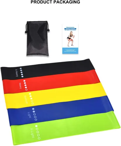 Vista 6 de Bandas de resistencia para fitness, juego de 3/5 bandas de ejercicio para mujeres, hombres, piernas, glúteos, brazos, hombros, entrenamiento