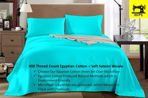 Vista 14 de True Luxury Twin Sheets, 100% Egyptian Cotton 400-Thread-Count Bed Sheets, 4-PC Sheet Set, Single Ply Long-Staple Yarns, Sateen Weave, Fits Mattress