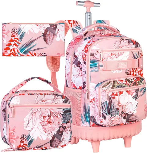 Vista 10 de 3 piezas de mochila rodante para mujeres y hombres, bolsa de 21 pulgadas para adultos con ruedas, juego de mochilas con ruedas para niñas y niños