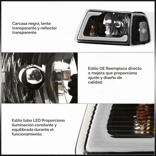 Vista 4 de AJP Distributors Conjunto de faros LED DRL de carcasa negra + juego de lámparas de señal de parachoques de esquina transparente compatible/reemplazo