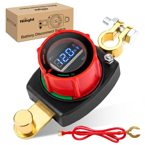 Vista 13 de Nilight Battery Disconnect Switch with Waterproof Key and Cover 12V 24V On Off Battery Master Isolator Cut Off Power Kill Switch for Car Marine Boat