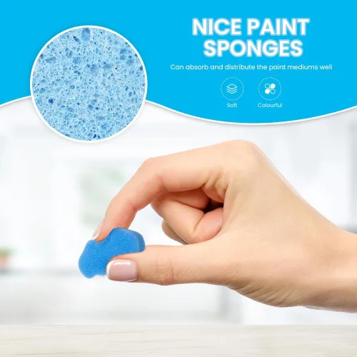 Vista 4 de LEOBRO 30 esponjas para pintar, aplicadores de pintura de esponja de forma, esponjas de pintura para manualidades, sellos de esponja de espuma