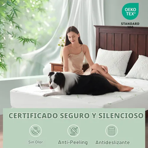 Vista 2 de Protector de colchón refrescante Twin - Funda de colchón de fibra de rayón 100% impermeable y silenciosa (39" x 75") Cama suave, transpirable
