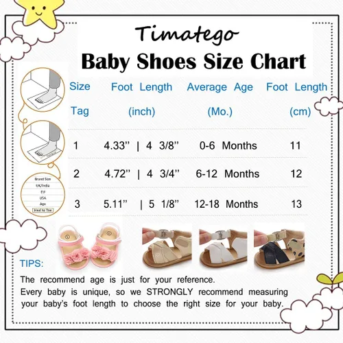 Vista 5 de Timatego Sandalias de verano para bebés y niñas con suela suave de flores, zapatos de vestir para cuna, recién nacidos, para recién nacidos