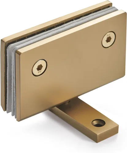 Vista 11 de Ranbo - Bisagra para puerta de cristal de ducha de 90 grados, color dorado, 1 paquete solid 5mm-thick 304 stainless steel, wall to glass mount
