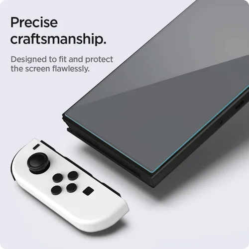 Vista 5 de Spigen Protector de pantalla de vidrio templado GlasTR EZ FIT diseñado para Nintendo Switch (modelo OLED) - Paquete de 2