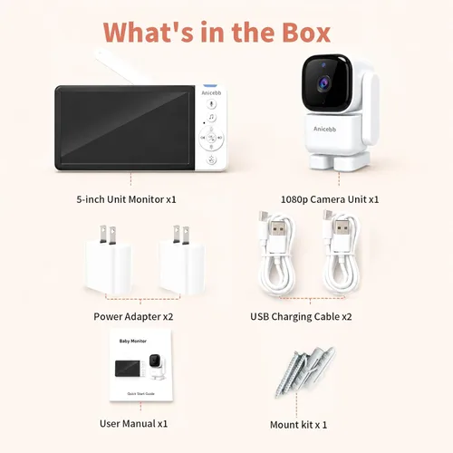 Vista 7 de Monitor de bebé inteligente de modo dual con aplicación, WiFi 1080p
