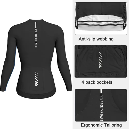 Vista 2 de Wulibike Cycling Jersey Women Long Sleeve,Bike Shirts for Women Biking Tops Breathable Cycle Jerseys with 4 Pockets