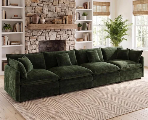 Vista 25 de 76.7" Cloud Couch for Living Room, Deep Seat Loveseat Sofa, Beige Breathable Chenille, 2-Seats Couch for Apartment Small Spaces, Pocket Spring