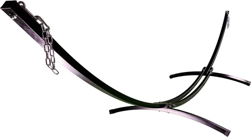 Vista 8 de Soporte de hamaca de arco de acero negro resistente para interiores y exteriores de 15 pies con hamaca acolchada de primera calidad (beige)