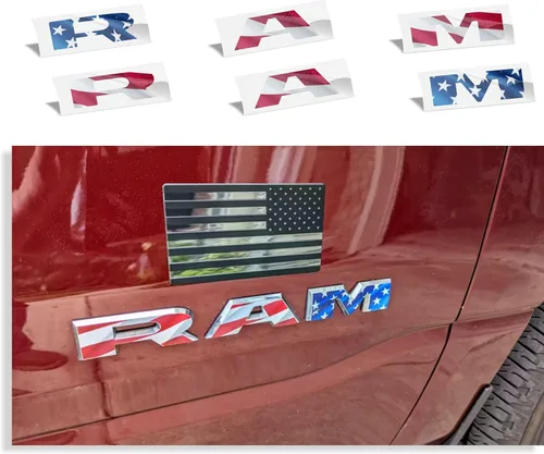 Vista 3 de Reflective Concepts 2019-2026 Adhesivos de calcomanías para emblemas de puerta RAM - (Color: Bandera Americana)