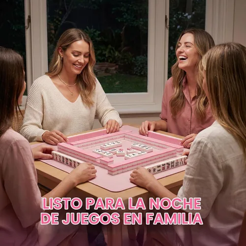 Vista 8 de American Mahjong - Juego completo de 166 azulejos rosados con 4