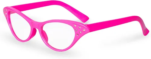 Vista 5 de Disfraz retro de ojo de gato rosa y blanco con diamantes de imitación de hip hop paquete de 2 1 rosa y 1 blanco
