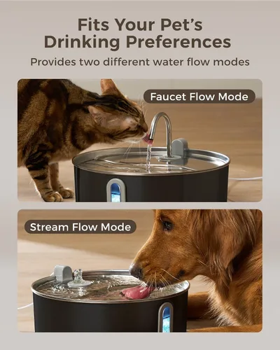 Vista 6 de Fuente de Agua de Acero Inoxidable para Perros y Gatos con Cuenco y Filtros de Reemplazo, Ideal para Perros Grandes, Gatos y Hogares con Múltiples