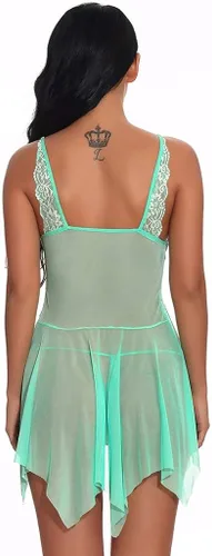 Vista 6 de RHWHOGLL Lencería sexy para mujer para el sexo travieso malla Babydoll Chemise Camisón con hendidura vestido pijama ropa