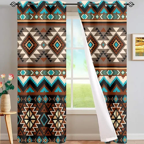 Vista 39 de ZFRXIGN Cortinas opacas para ventana de caballo azteca occidental, 63 pulgadas de largo, para cuarto de bebé, sala de estar, dormitorio, 2 paneles