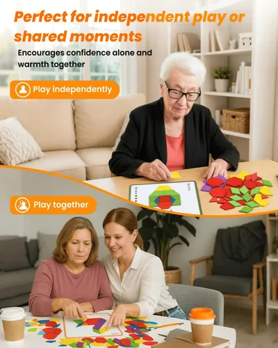Vista 5 de Actividades de demencia para personas mayores, juego de rompecabezas de madera para adultos mayores, juegos de memoria para personas mayores