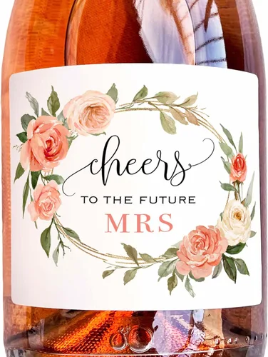 Vista 6 de Felicidades a la futura Sra. - Mini etiquetas para botellas de champán de despedida de soltera, etiquetas impermeables para botellas de vino mini
