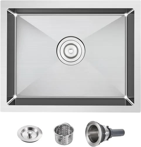 Vista 8 de POPFLY Fregadero de barra de 15 pulgadas, fregadero de cocina pequeño negro de 15 x 15 pulgadas, fregadero de preparación de barra de cocina