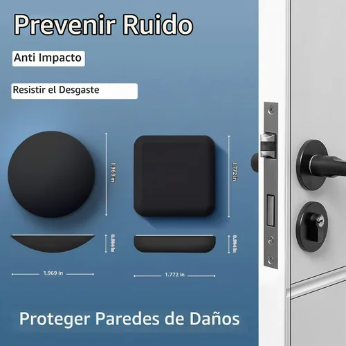 Vista 2 de Topes de Puerta Protector de Pared Protector Amortiguador Pomo de Puerta Parachoques de Manija de Puerta Silenciador Autoadhesivo Almohadilla
