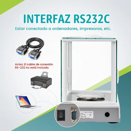 Vista 4 de Balanza analítica de laboratorio 10.58 oz 0.00004 oz con parabrisas RS232