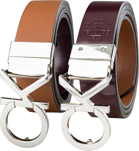 Vista 3 de Calvin Klein Women's Two-in-one Reversible Ck Monogram Plaque Buckle
