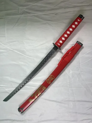 Vista 4 de Kinstore Juego de espada samurái japonesa tradicional hecha a mano de 3 piezas con soporte de exhibición. Katana, Wakizashi, espadas Tanto. Dragón