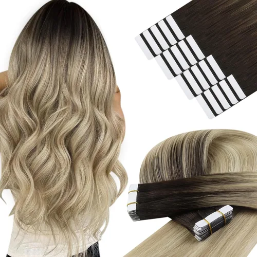 Vista 35 de YoungSee Extensiones de Cabello Humano con Cinta Balayage Extensiones de Cabello con Cinta Marrón Oscuro Extensiones de Cabello con Cinta Ombre