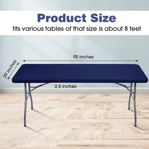 Vista 2 de CHENGU Mantel de elastano, ajustable, elástico, ajustable, para mesa de picnic, lavable, plegable, mantel rectangular de poliéster para fiesta