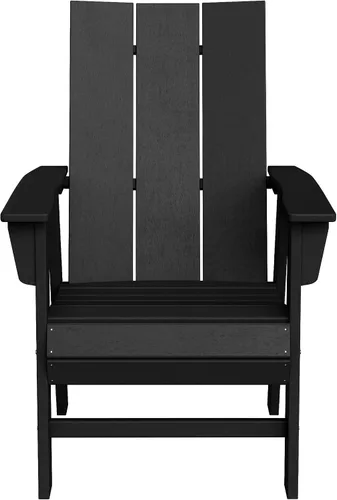 Vista 4 de WestinTrends Ashore Outdoor Patio HDPE Plastic Modern Adirondack Silla de comedor negra