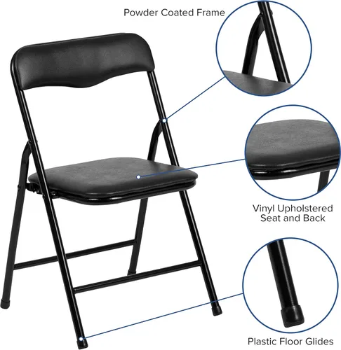 Vista 9 de HBCY Creations Juego de mesa y sillas plegables para niños de 5 piezas, diseño negro, ligero y portátil, función de bloqueo de seguridad, asientos