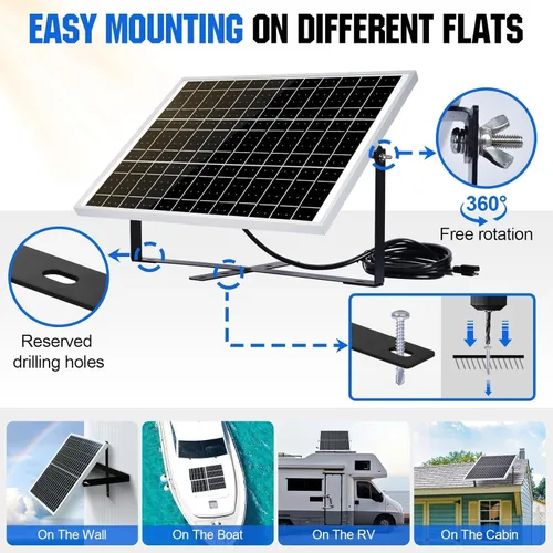 Vista 5 de ECO-WORTHY Panel solar de 10, 20, 30, 50 watts para cargar baterías de 12 voltios.
