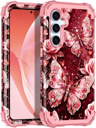Vista 9 de Miqala Funda para Galaxy A14 5G, que brilla en la oscuridad, tres capas, resistente, a prueba de golpes, cuerpo completo, parachoques de plástico