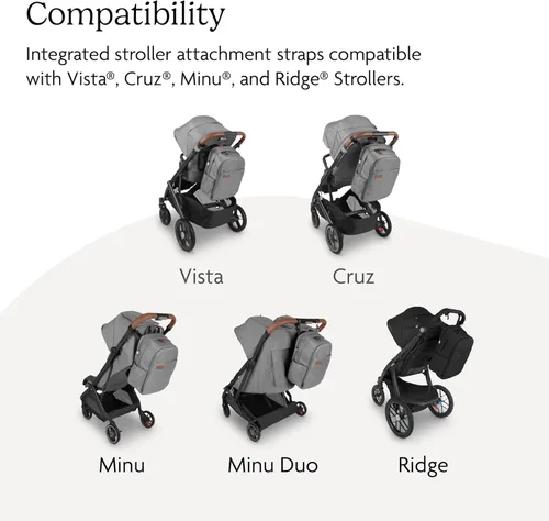 Vista 6 de UPPAbaby Mochila cambiador - Bolsillo para botella y portátil, funda para carrito - Ada Ada-sand Melange Cuero Castaño