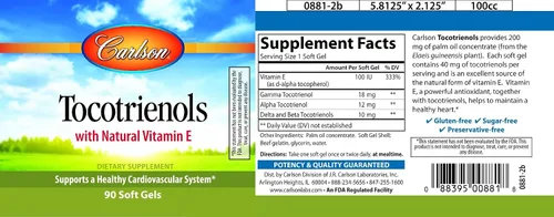 Vista 3 de Carlson Tocotrienoles con Vitamina E 90 Sgels