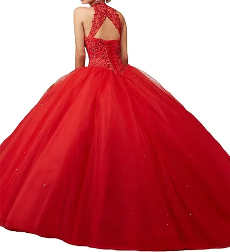 Vista 4 de QXMYOO Vestido de Gala de Quinceañera Sweet 16 Fiesta de Graduación Vestido de Princesa para Adolescentes Negro (Style1-Black)