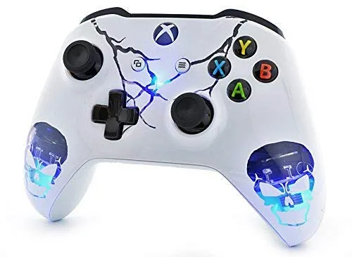Vista 4 de Rapid Fire Custom Standard Modded Controller Compatible with Xbox One SX 40 Mods for All Major Shooter Games (3.5 mm Jack) (Skulls White)