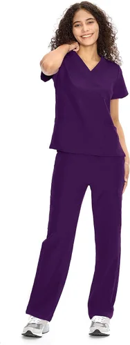 Vista 42 de COZYFIT Scrubs for Women Set - V-Neck & Straight Leg Pants with 9 Pockets Negro