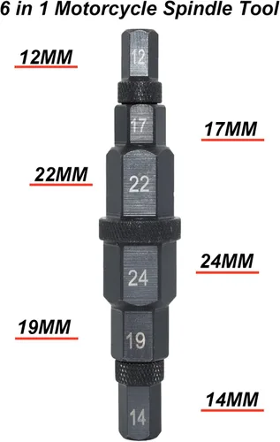 Vista 2 de CNWOOAIVE Herramienta de eje hexagonal para rueda de eje delantero de motocicleta, 12, 14, 17, 19, 22, 0.945 in, 6 en 1, herramienta adaptadora