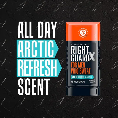 Vista 5 de Right Guard Xtreme Defense Invisible Solid, desodorante antitranspirante, aroma Arctic Refresh - Desodorante 5 en 1 para hombres, control de olores