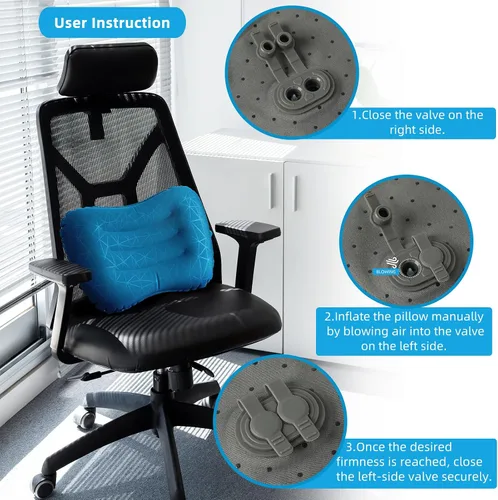 Vista 16 de Crisonky Almohada de camping – Almohada inflable – Almohadas de viaje para mochilero y avión, soporte lumbar 2.0 almohadas inflables, ultraligeras