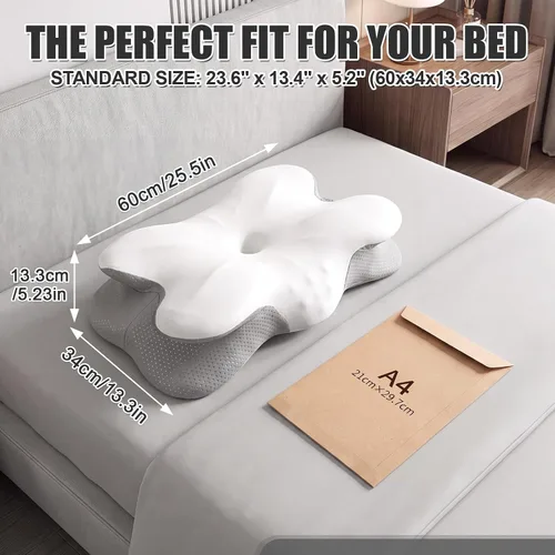 Vista 2 de Novabright Almohada cervical para dormir, 2 fundas de almohada
