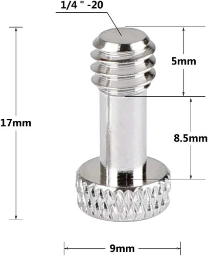 Vista 5 de Tornillo de cámara con 1/4"-20 y 3/8"-16 para placa de liberación rápida de la cámara (4 piezas)