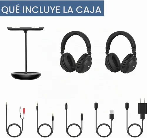 Vista 9 de SIMOLIO 737D Plus Auriculares Inalámbricos para Ver la Televisión con Modos de Cine y Diálogo Claro, Audífonos Duales Bluetooth con Volumen