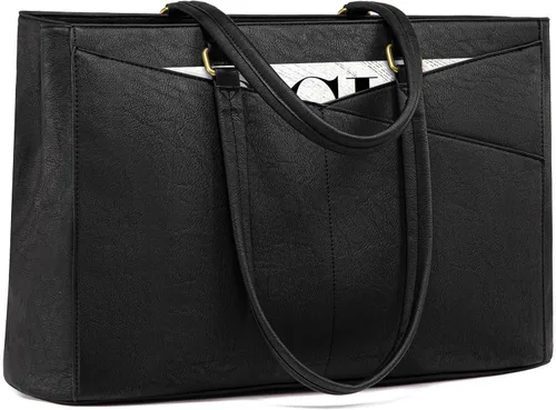 Vista 12 de LOVEVOOK Bolsa para Laptop para Mujeres, Bolsa de Mano para Laptop de 15.6 Pulgadas para Mujeres, Bolsas de Mano de Trabajo de Cuero Vintage