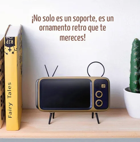 Vista 5 de UnnFiko Altavoces Inalámbricos Bluetooth Estilo TV Retro Soporte Base, Soporte de Escritorio de Dibujos Animados Abrazadera Montaje de Escritorio