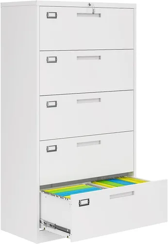Vista 18 de Archivador de 2 cajones con cerradura, archivadores metálicos para oficina en casa, gabinete pequeño vertical negro para oficina en casa, archivador