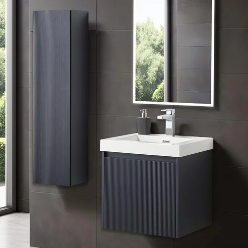 Vista 43 de Blossom Lavabo de baño de 20 pulgadas con tocador, todo en madera montado en la pared, gabinete flotante de baño con tocador con fregadero